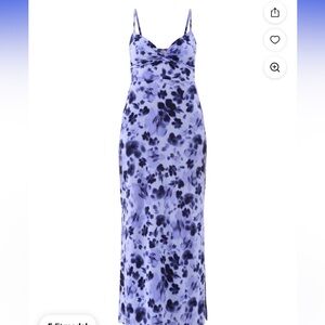 No Boundaries Twist Front Floral Blue Maxi Dress